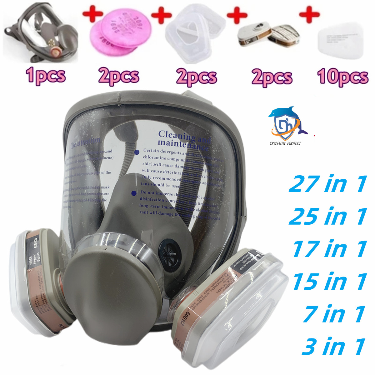 Woodworking Respirator - قناع واقٍ لرذاذ الوجه بالكامل، جهاز