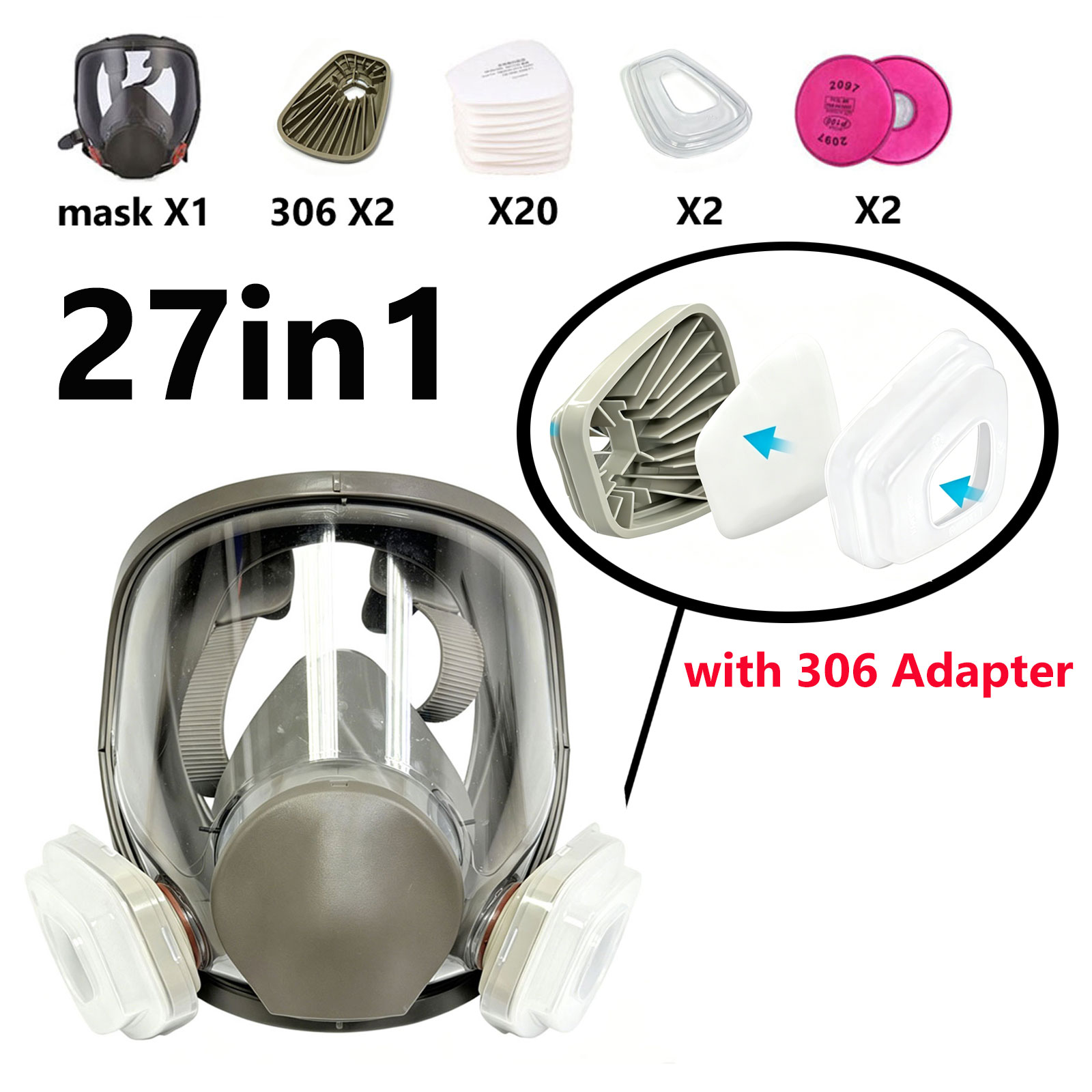 Woodworking Respirator - قناع تنفس كامل للوجه 6800 مع